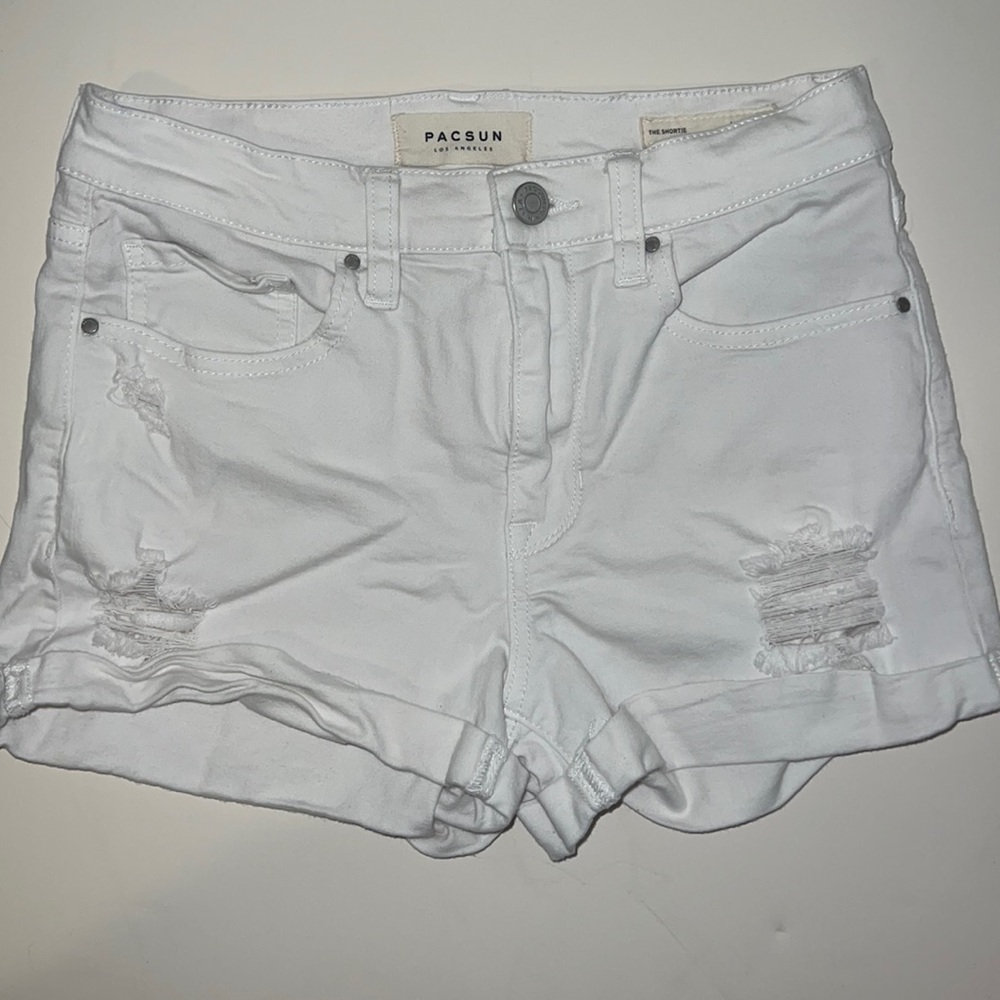 white PacSun jean shorts